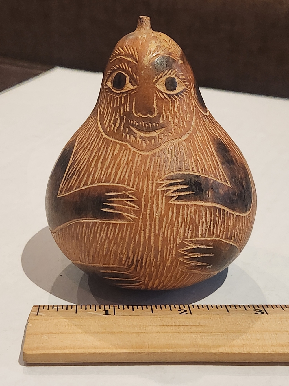 VTG Monkey Gourd Folk Art Hand Carved Etched Peruvian Decor Nature - Picture 12 of 12